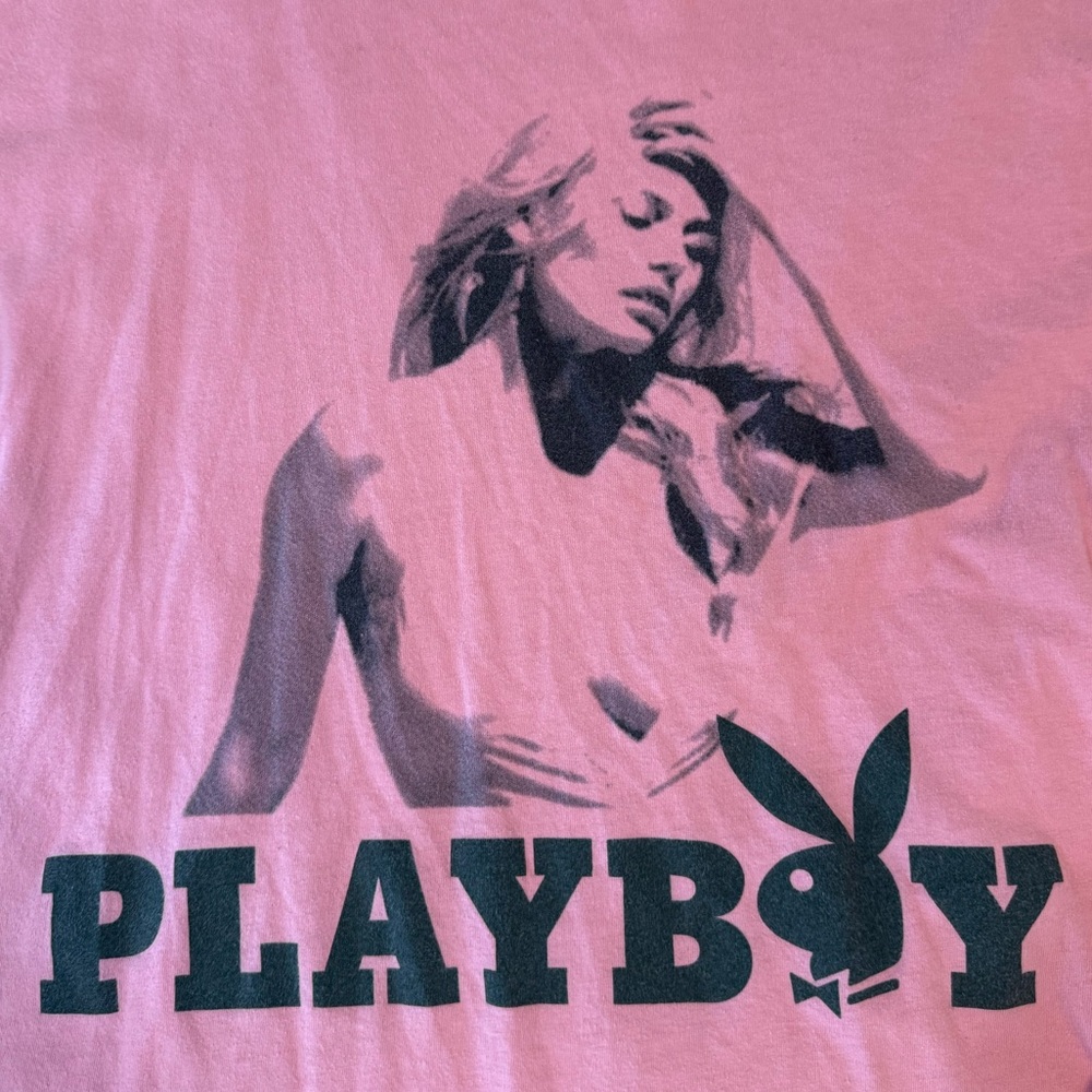 Playboy Men’s Pink Crew Neck Y2K Long Sleeve Tee Shirt Size Large - Picture 4 of 8